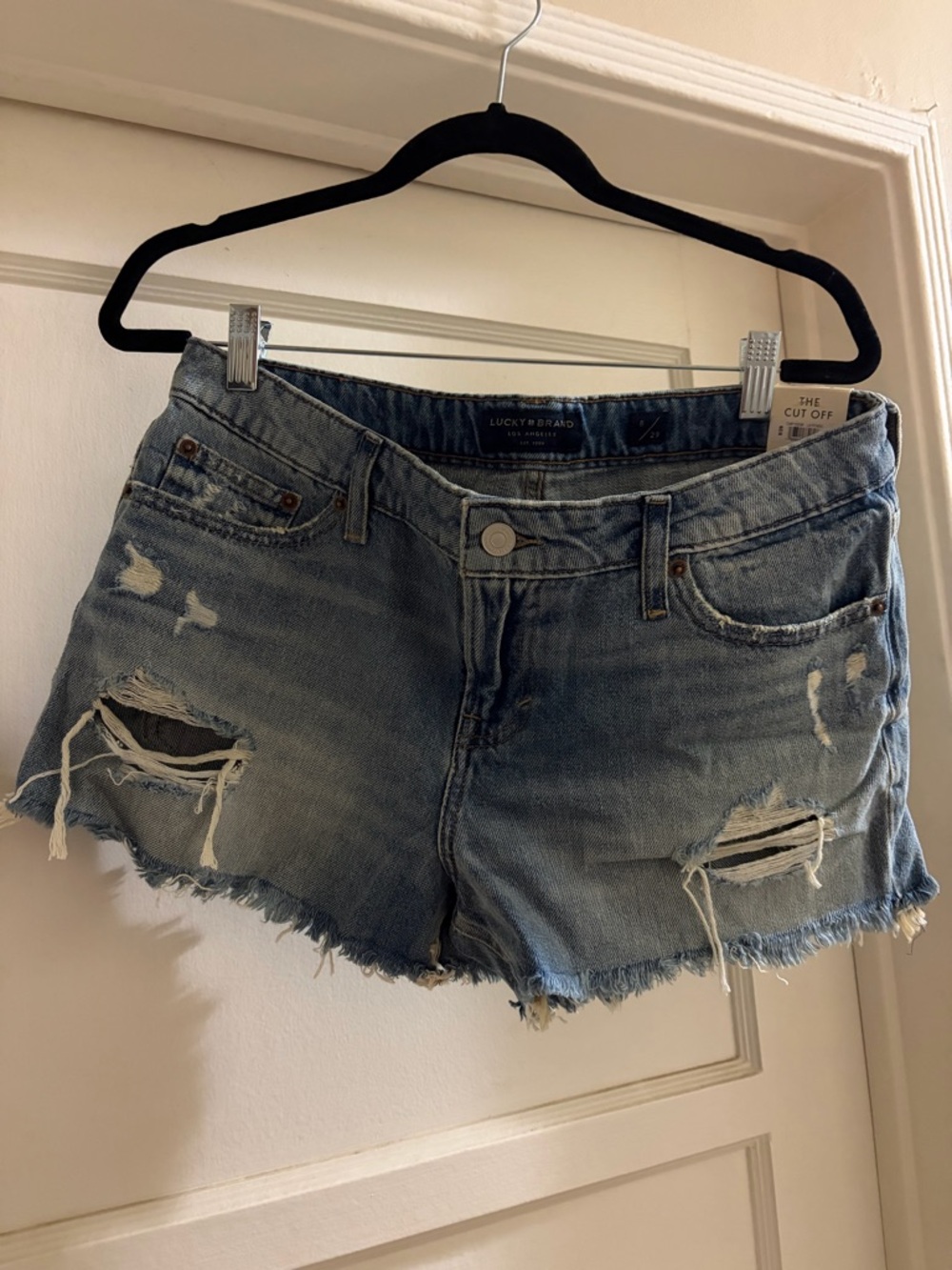 Lucky Brand Faded Blue Distressed Denim Cutoff Shorts